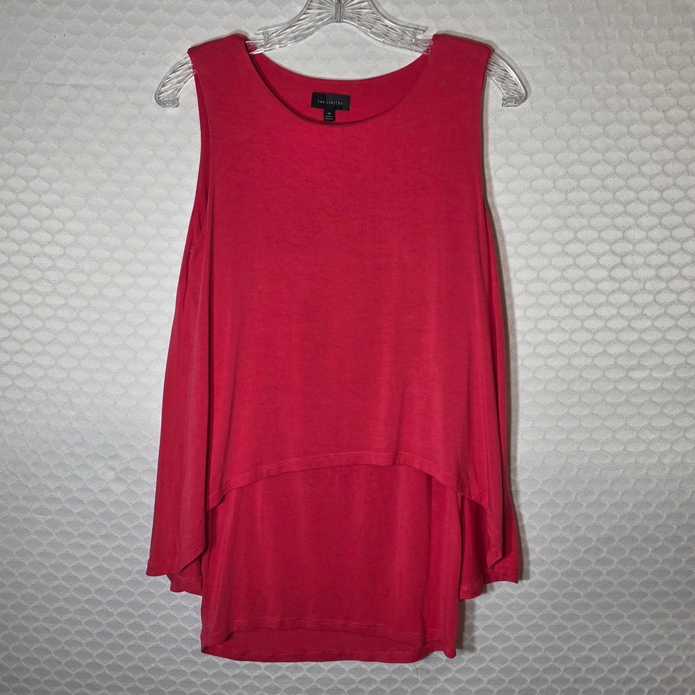 The Limited Bright Coral Pink Tiered High Low Sleeveless Tank Top XS